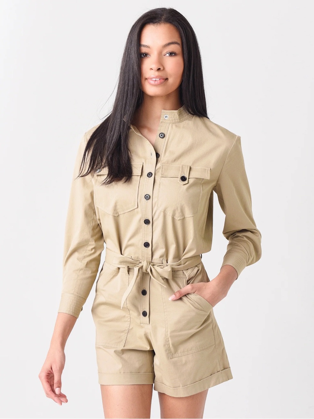 Zadig & Voltaire Khaki Long Sleeve Short Romper XS